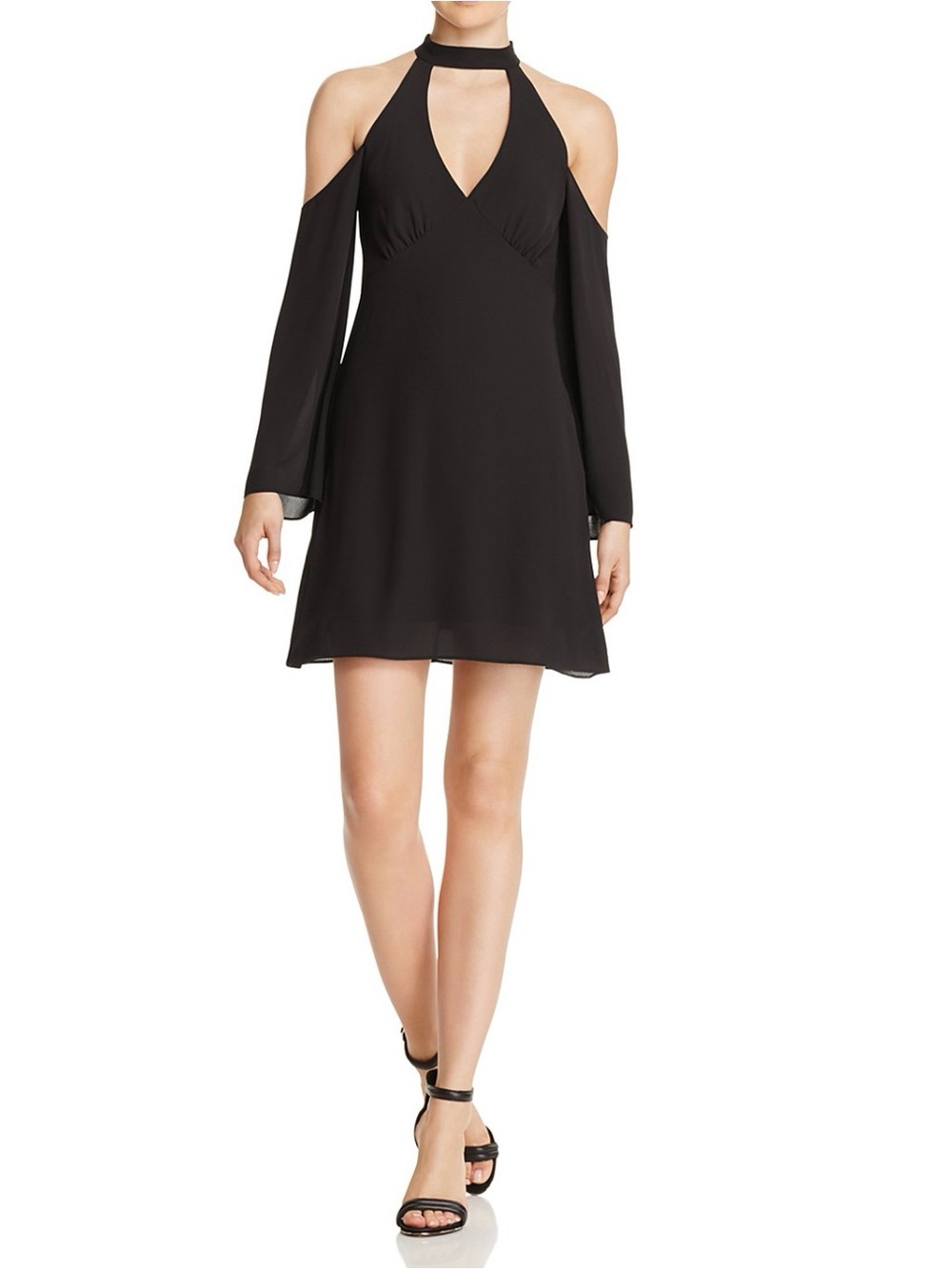 Bailey 44 Black Cold-Shoulder Halter Mini Dress
